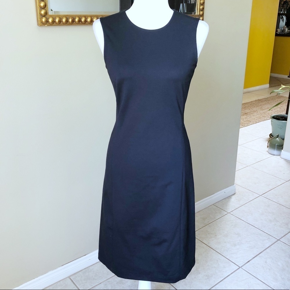 QOR Navy Sleeveless Cotton Blend Dress
